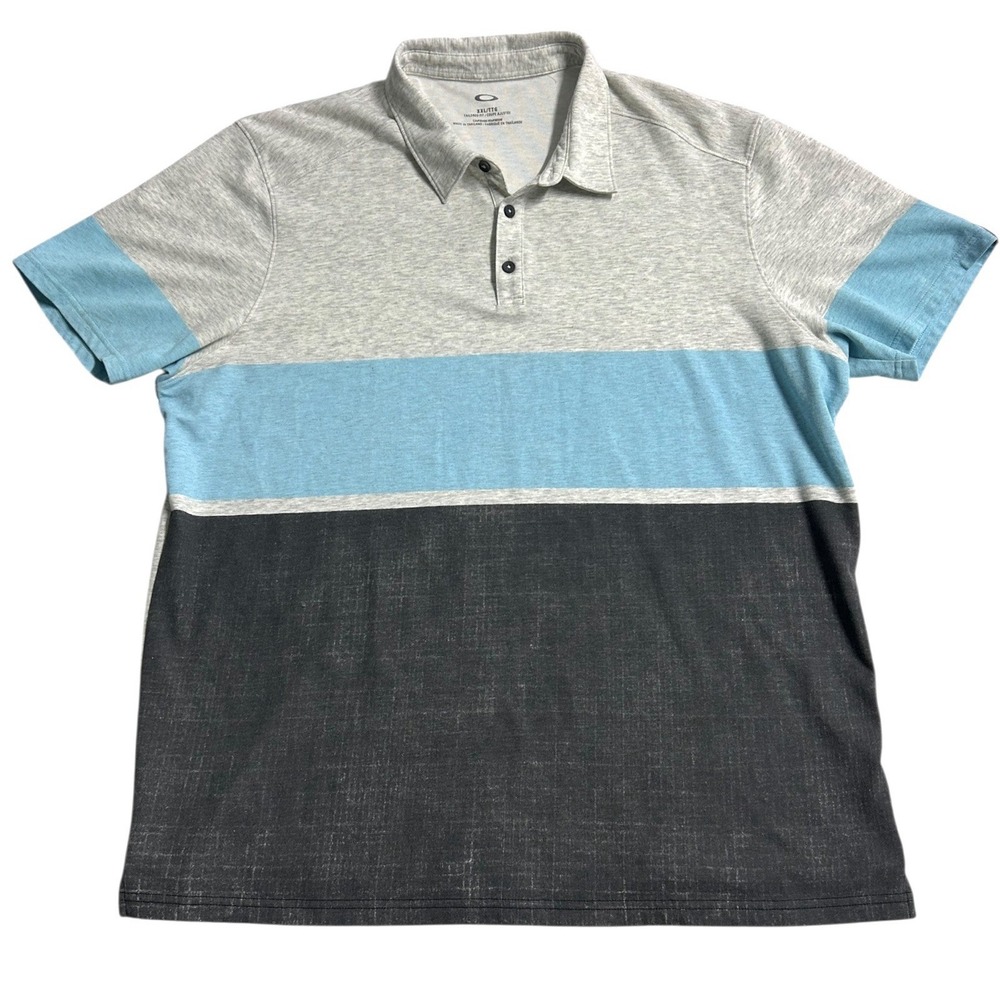 Oakley Conquer Polo Men's Comet Blue Grey Golf Shirt Size XXL Preppy UPF Wicking
